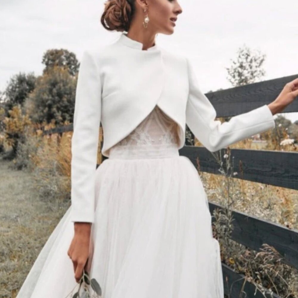 New With Tags: White/Ivory Wool Bridal Jacket